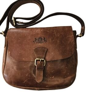 Sid & Vain Yale Natural Leather Cognac Brown Crossbody Bag